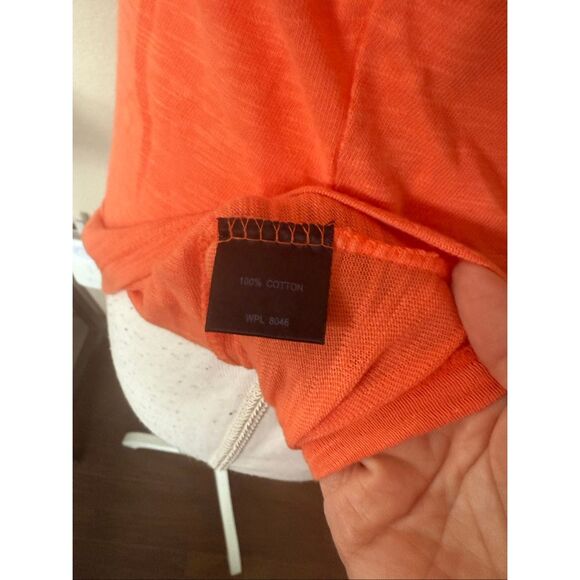 NWT INC Gauze Sheer Orange V Neck Short Sleeve Medium - Picture 4 of 7